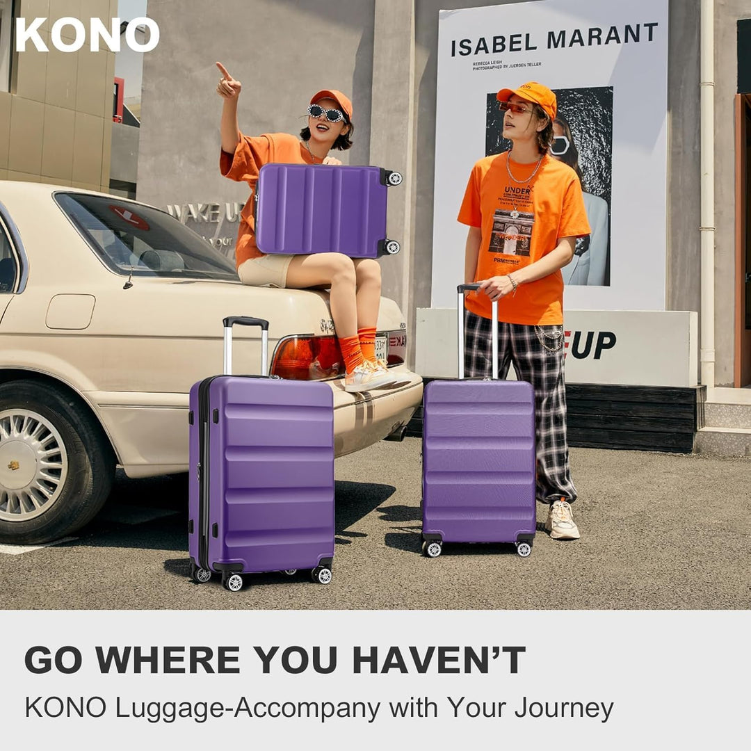 KONO Koffer Trolley Gross Erweiterbares Hartschalengepäck Leichte Koffer XL mit TSA-Schloss und 4 Do