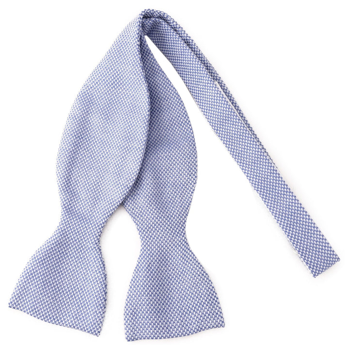 TigerTie Selbstbinder Piqué in Uni gemustert, Querbinder 100% Baumwolle + Aufbewahrungsbox Blau-weis