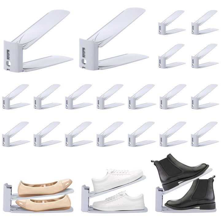 20stk Schuhstapler Platzsparend, 3-Lagig Einstellbar Schuhe Stapeln, Schuh Organizer für Schrank, ru