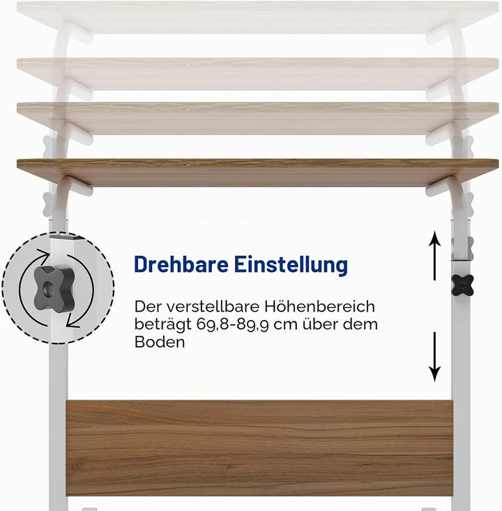 sogesfurniture höhenverstellbar Laptoptisch Laptopständer Computertisch mit Rollen, mobiler Beistell