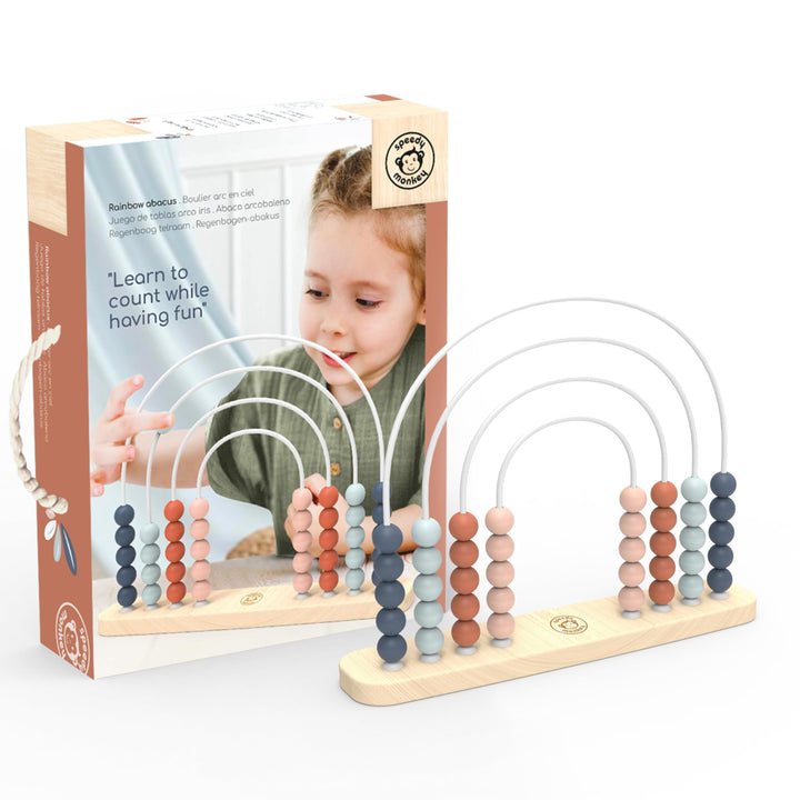 Speedy Monkey Regenbogen-Abakus 31,8x6,9x24,6cm bunt, Holz Spielzeug für Kinder, Liebevolle Details-