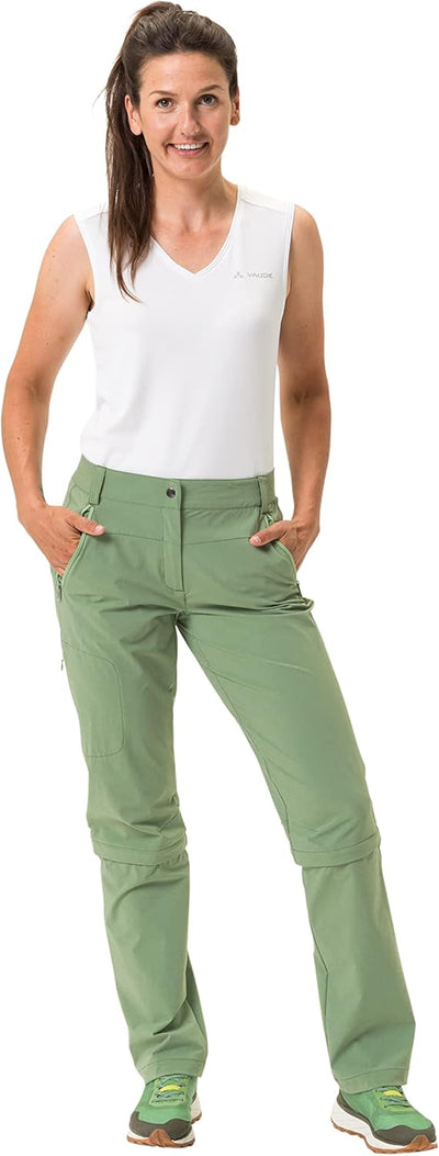 Vaude Damen Hose Women's Farley Stretch Capri T-Zip Pants Iii 40 Willow Green, 40 Willow Green