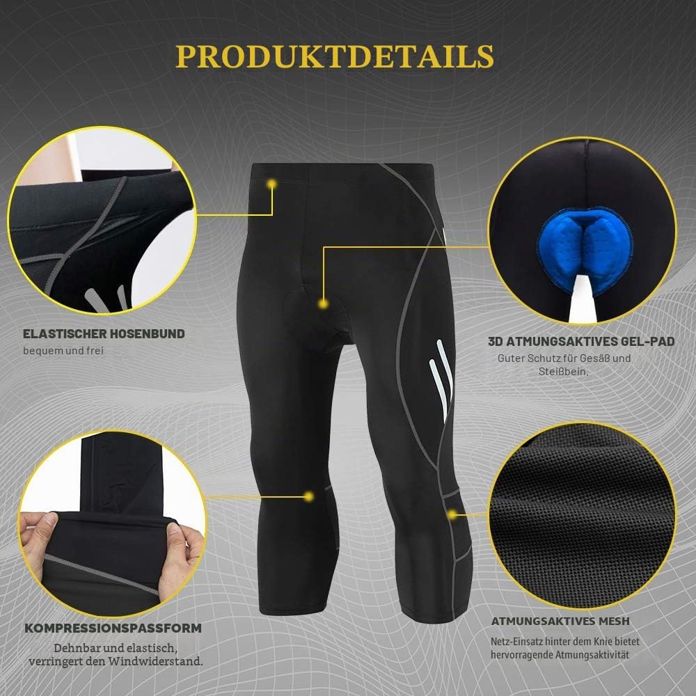 MEETWEE Herren 3/4 Radhose Fahrradhose, Kompression Radlerhose Leggings Radsport Hose für Männer Ela