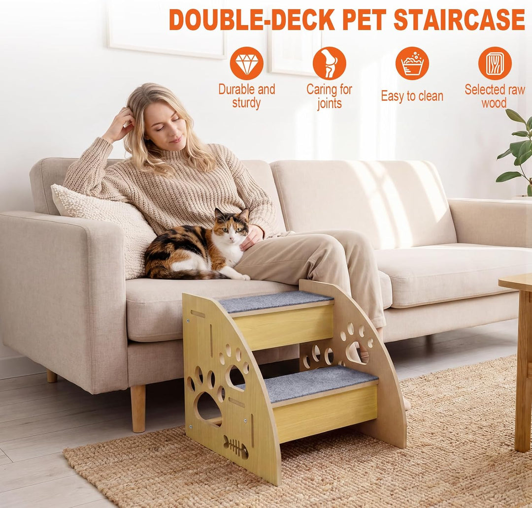 Hundetreppe,rutschfeste Hunderampe für Sofa,Hundetreppe + Katzentreppe für Junge und alte Katzen,30