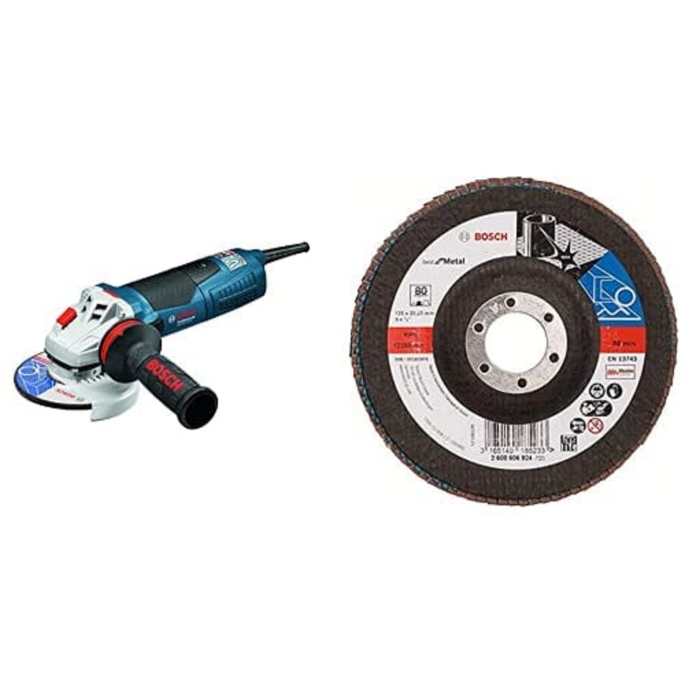Bosch Professional Winkelschleifer GWS 19-125 CIE 125 mm (KickBack-Stop, im Karton) + Fächerschleifs
