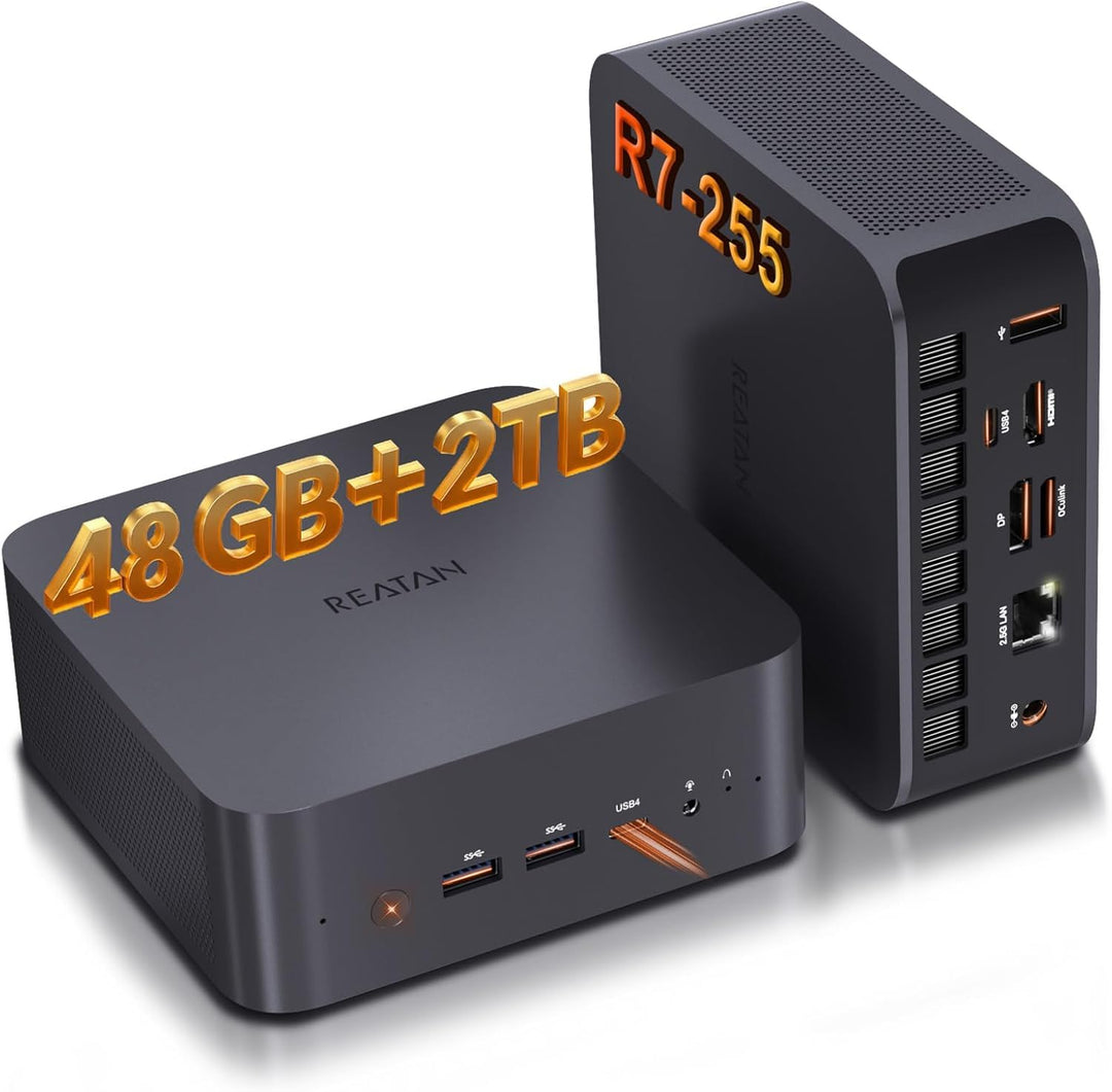 Reatan X7 Mini PC, AMD Ryzen 7 255(Beat 8745HS),48GB DDR5 2TB SSD M.2 2230 PCIE4.0, (8C/16T, bis zu