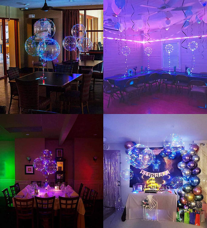 10 Pack Leuchtende Luftballons, LED Luftballons Bunt Transparente Bobo ballon, Wiederverwendbare bal