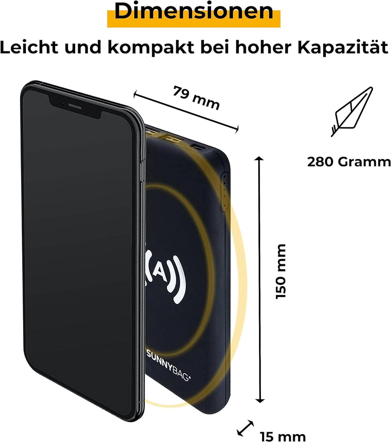 Sunnybag POWERPACK | Externer Akku mit 10.000mAh | Perfekt zum Aufladen mit erneuerbarer Solarenergi