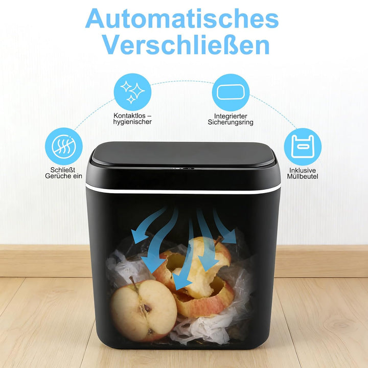 Elektrischer Mülleimer 2er-Set,15L Mülleimer mit Sensor mülleimer, schlankes schmales Design, leise