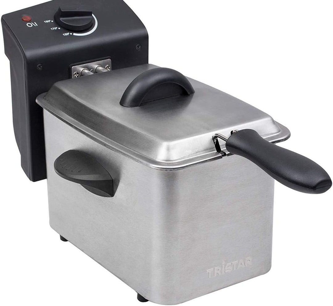 Tristar Edelstahl Fritteuse - mit 2 Liter Fassungsvermögen, Kaltzonefunktion und einstellbarem Therm