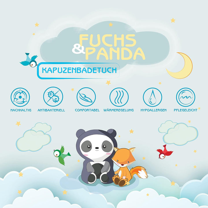 Kapuzenhandtuch Baby EXTRA dick, warm &amp; weich | 75x75cm Babyhandtuch mit Kapuze (100% Bambus) | Baby