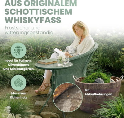 Halbes Fass aus original schottischen Whiskyfass rund (Natur - mit Schlaufen und Ablaufbohrungen)