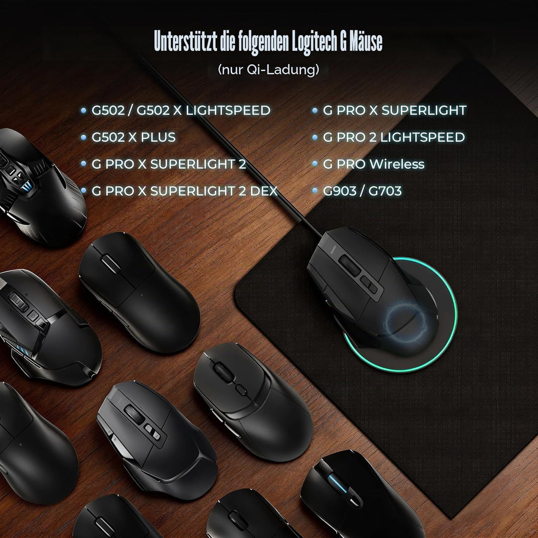 Qi Kabelloses Ladegerät für LOGITECH G PRO X Superlight 2/Superlight/G502 X Plus - Gaming Maus Wirel