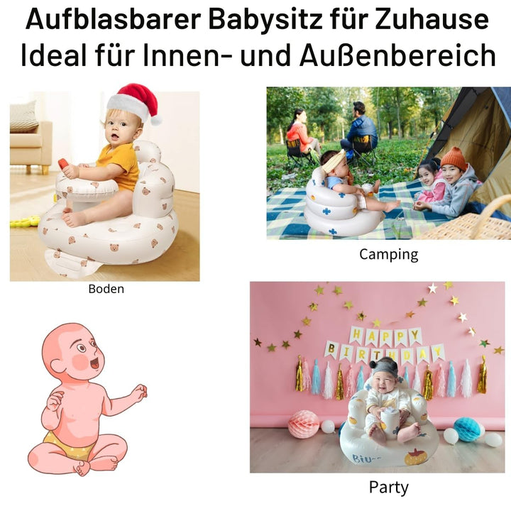 Baby Aufblasbarer Sitz für Babys 3-36 Monate Eingebaute Luftpumpe Säugling Rückenstütze Sofa Kleinki