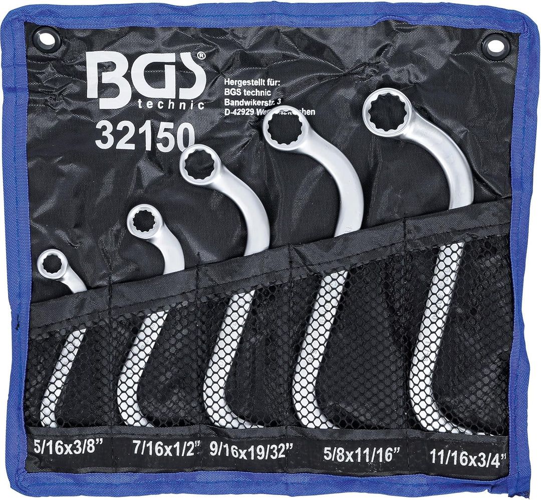 BGS 32150 | S-Form Doppel-Ringschlüssel-Satz | Zollgrössen | SW 3/8" - 3/4" | 5-tlg., Zollgrössen |