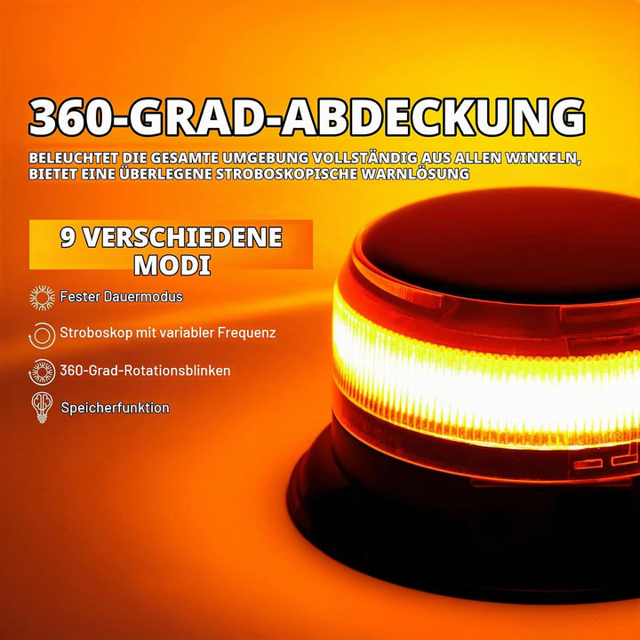 antom rundumleuchte akku Solarenergie 9 Blitzmuster 12V 24V Gelb Warnleuchte led magnet mit 1 Meters
