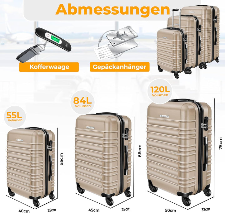 KESSER® 3tlg. Hartschalenkofferset Hard Shell Basic Hartschalenkoffer Trolley Koffer Reisekoffer Rei