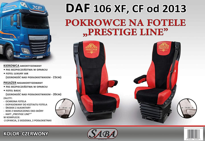 Sitzbezug für DAF 106 XF ab 2013 - Rot - Beifahrersitz Ungepolstert - LKW Zubehör, ROT