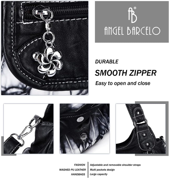 Angel Barcelo Damen Geldbörsen und Handtaschen PU Leder Umhängetasche Mode Hobo Taschen für Mädchen