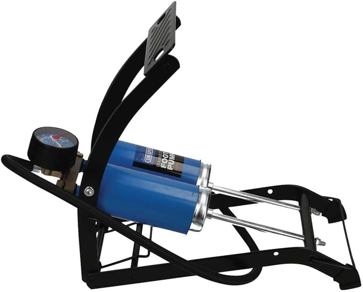 Draper 25996 Double-Cylinder Foot Pump 1 Schwarz/Blau, 1 Schwarz/Blau
