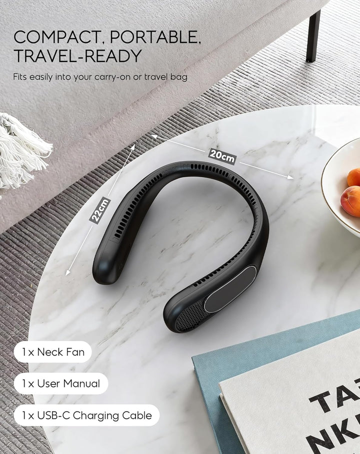 anysun Nackenventilator, USB Ventilator mit 66 Luftauslässe, 360° Luftstrom, 4 Stufen, 6000mAh USB W