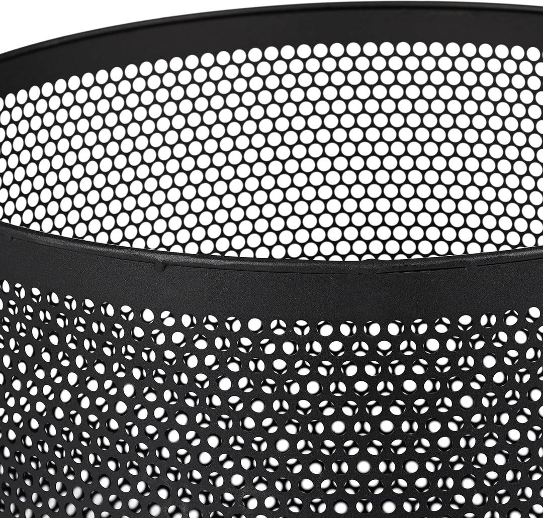 Relaxdays Feuerkorb, Mesh Design, Feuerrost, Schürhaken, Feuer im Garten, Feuertonne, Stahl, HxD: 53