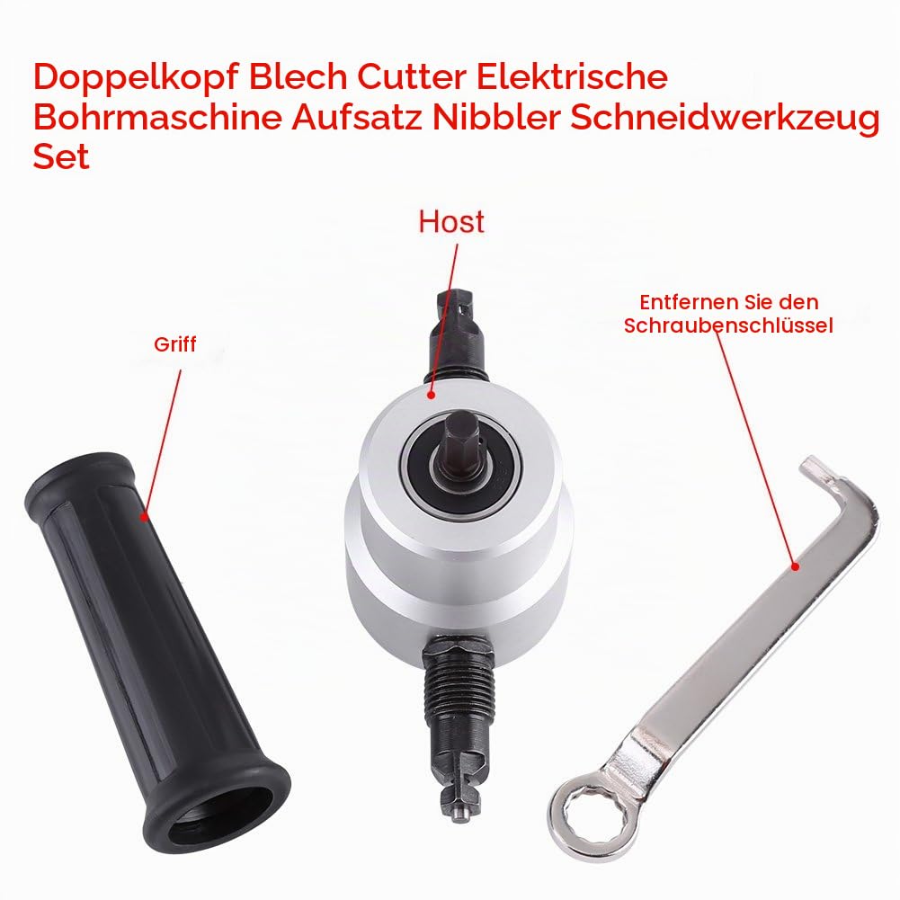 Doppelkopf-Blechschneider, Metallschneider Metallknabber-Werkzeug Blechknabber Elektrische Bohrmasch