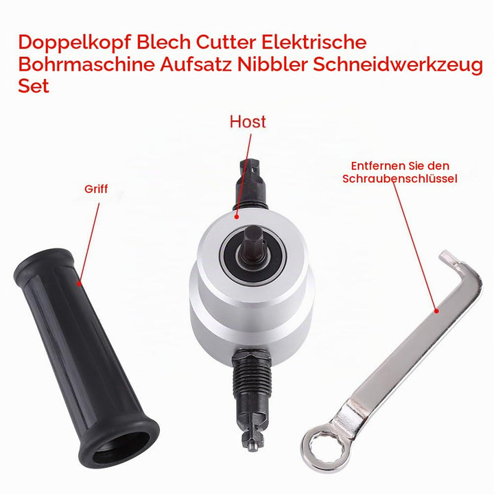 Doppelkopf-Blechschneider, Metallschneider Metallknabber-Werkzeug Blechknabber Elektrische Bohrmasch