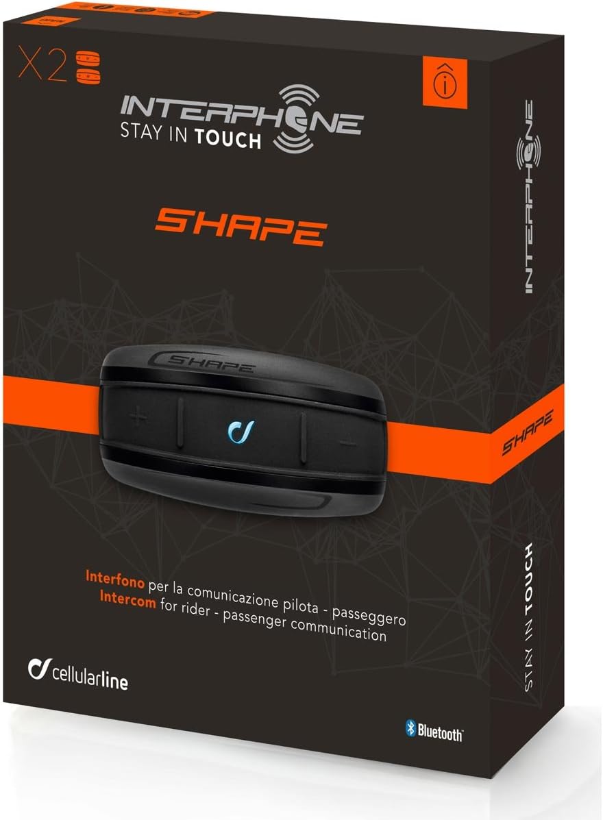 Interphone Shape - Doppelpack - Bluetooth-Kommunikationssystem für Motorräder - Pilot Passagier, 10M
