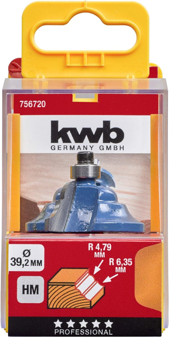 kwb Profilfräser Ø 39,2 mm, hartmetallbestückt mit Anlaufkugellager, präzisem Spannschaft und optimi