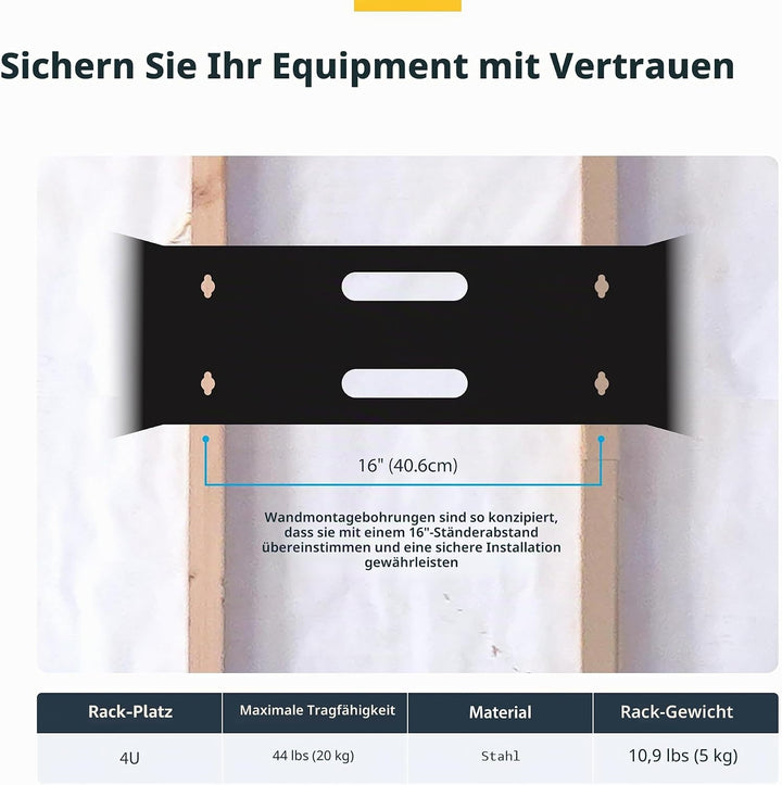 StarTech.com 4HE Wandmontage Rack - 19 Zoll Wandmontage-Netzwerk-Rack - 35cm tief (Low Profile) - Wa