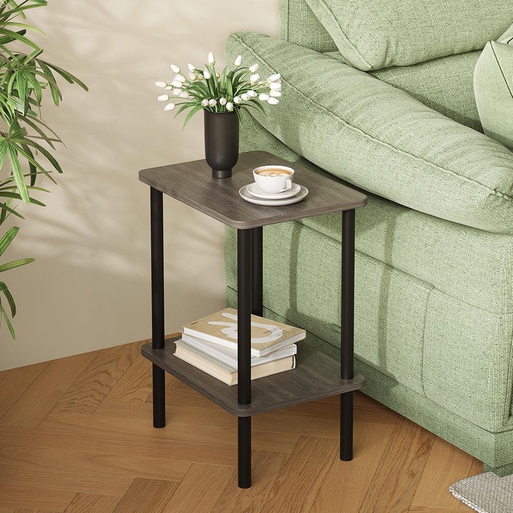 APICIZON Beistelltisch Holz, 2 Tier Nachttisch Schmal, 40x30x52cm, Beistelltisch Klein mit Stauraum,
