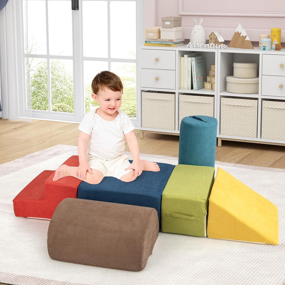 COSTWAY 6-TLG. Softbausteine, Schaumstoffbausteine zum Klettern und Krabbeln für Babys & Kleinkinder