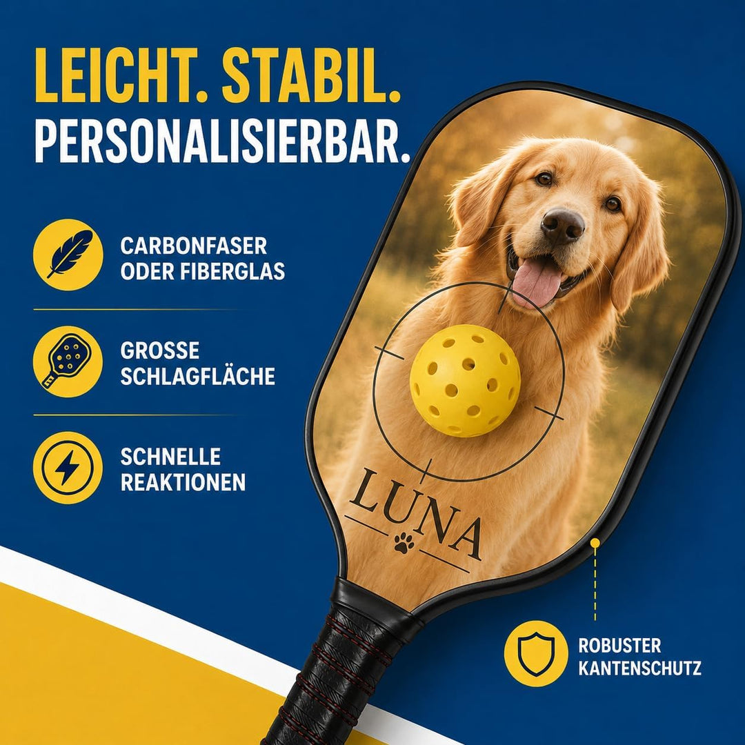 Personalisierter Pickleball Schläger mit Foto, Name oder Logo, Carbonfaser oder Fiberglas, Leichter