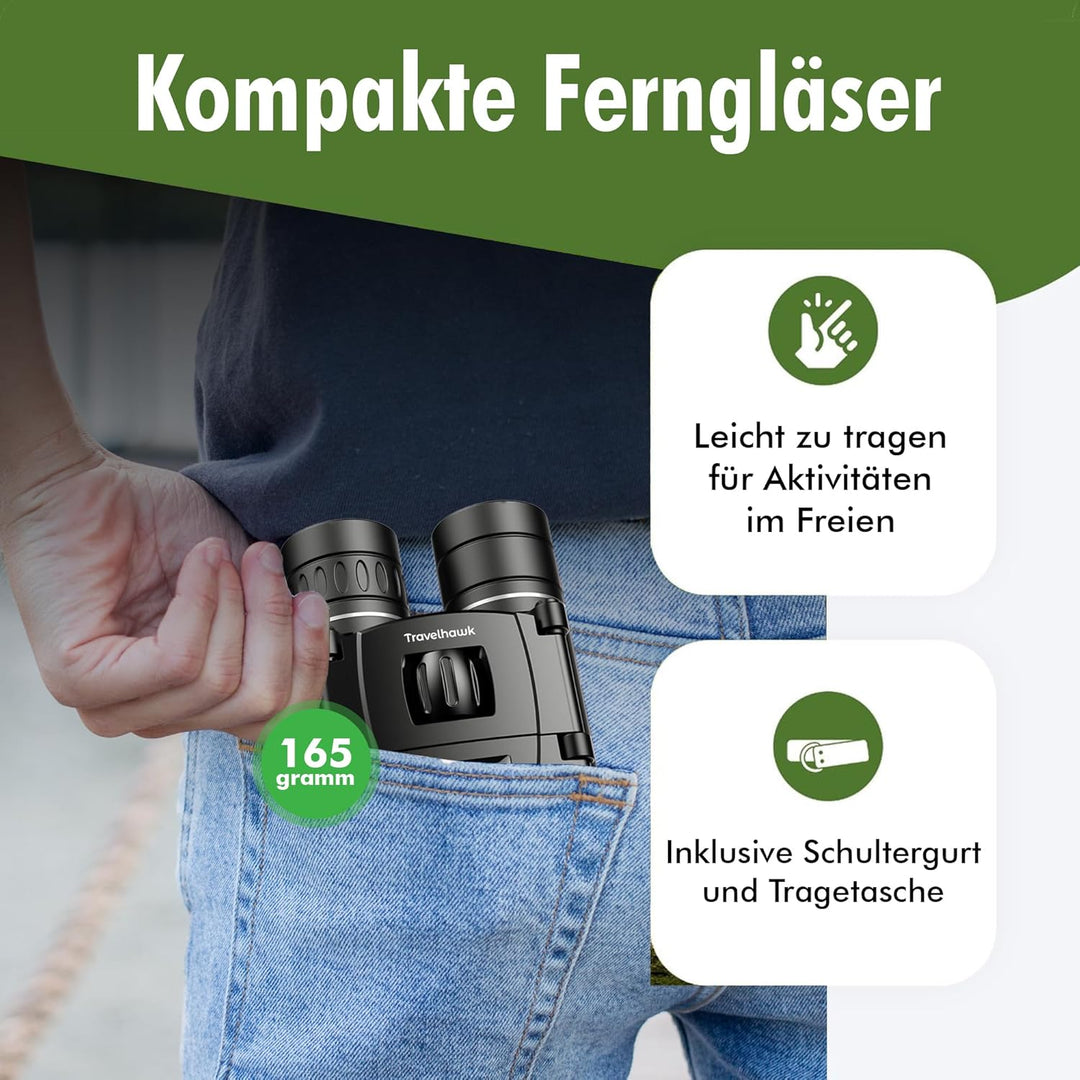 Fernglas 8x21 FMC - Feldstecher für Brillenträger, Erwachsene und Kinder, BAK4 Prisma Wasserdicht, F