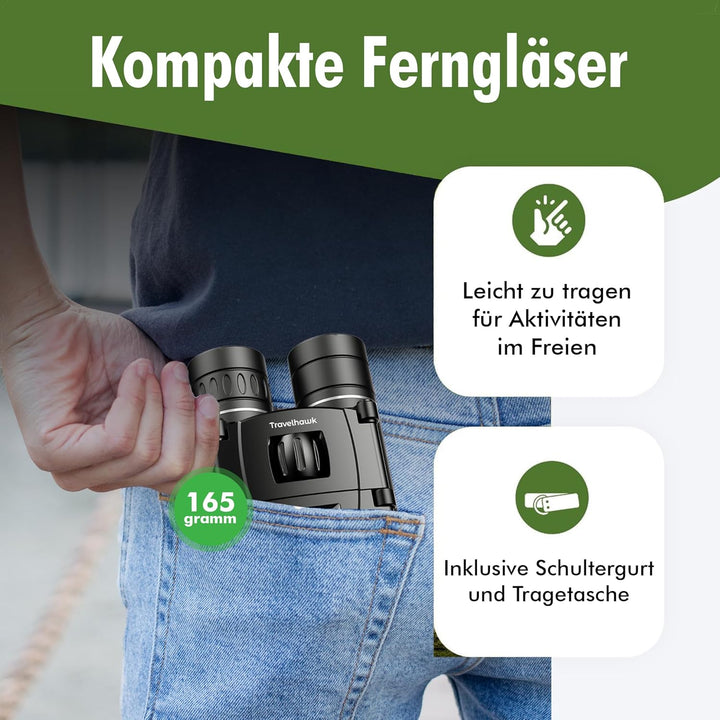 Fernglas 8x21 FMC - Feldstecher für Brillenträger, Erwachsene und Kinder, BAK4 Prisma Wasserdicht, F