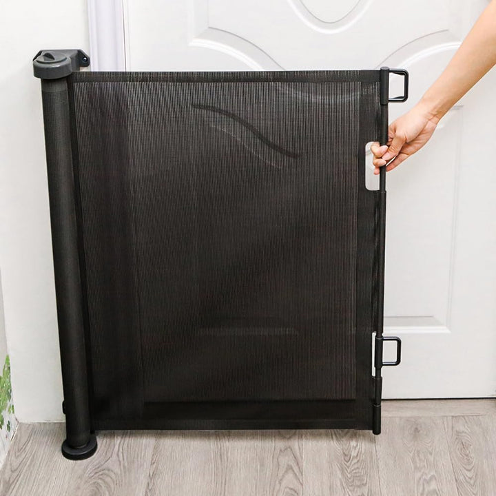 0-180cm Baby Absperrgitter, Treppenschutzgitter Ausziehbare mit Katzenklappe, Türschutzgitter, Einzi
