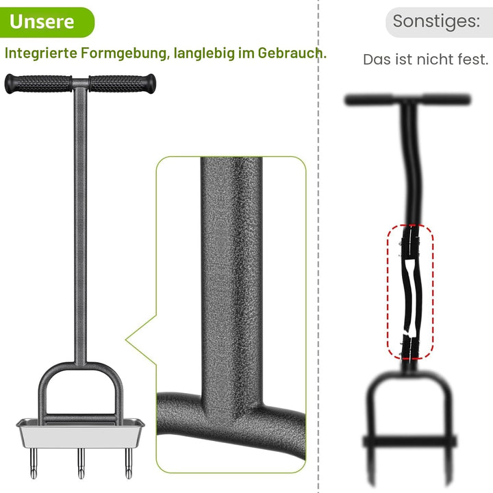 BeneLabel Rasenlüfter, 3 Zinken Garten Gras Belüftung Boden Aerifizierer Handvertikutierer Stecker W