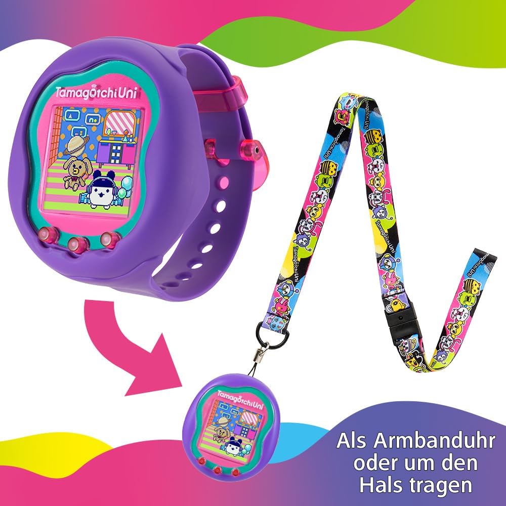 BANDAI- Tamagotchi Uni - Verbundenes Tamagotchi mit Armbanduhr - Virtuelles Haustier - Violett-Model