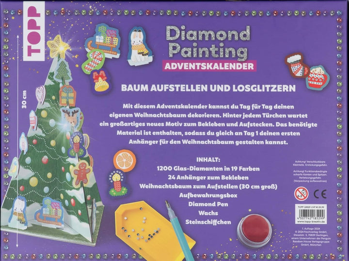 Weihnachtszauber - Der Diamond-Painting-Adventskalender. Mit Material und Werkzeug für 24 Baumanhäng
