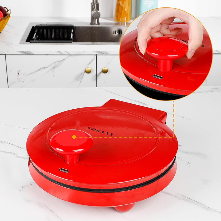 SOKANY Elektrischer Pizzaofen | Elektrischer Pizzabäcker,Pizzaofen für Zuhause,220 °C, 1000 Wat,Plat