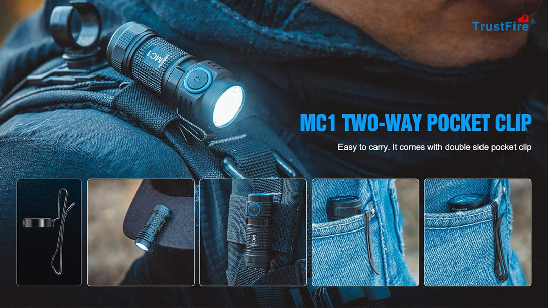 TrustFire MC1 Led Taschenlampe 1000 Lumen Taschenlampe Led Aufladbar 4 Modi EDC Taschenlampe mit Cli