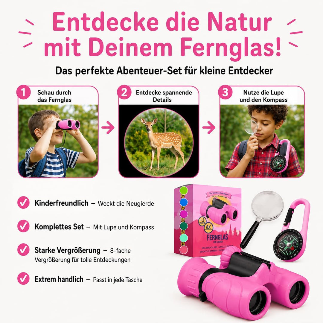 Fernglas für Kinder - Geschenk für kleine Jungen und Mädchen zu Weihnachten - Starke Vergrösserung 8