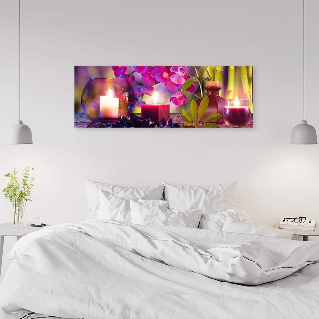 Leinwandbild XXL Zen Wandbild Kunst Spa Violett 150x50 cm Leinwandbild 150x50 cm Violett_c, Leinwand
