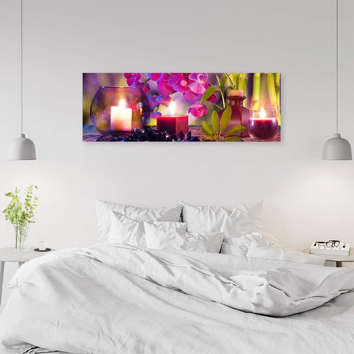 Feeby Wanddeko Zen Bild Kunstdruck modern Spa Violett 118x40 cm Deko Paneel 118x40 cm Violett_c, Dek