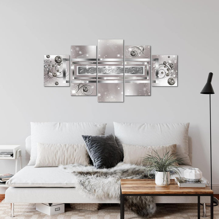 Runa Art Wandbilder Abstrakt 5 Teilig Bild auf Vlies Leinwand Deko Wohnzimmer Schlafzimmer Diamant G