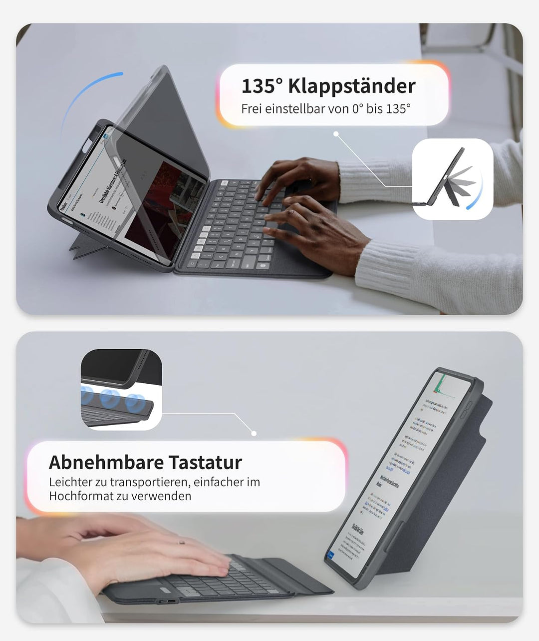 eip Magnetix Tastatur Hülle für iPad Pro 11" (M5 2025 / M4 2024) | Magnetische abnehmbare Hülle mit