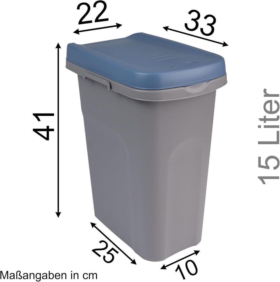15L Mülleimer blau, Mülleimer Küche, Mülltonne, Abfalleimer Küche, Trash Bin, Mistkübel, Gelber Sack