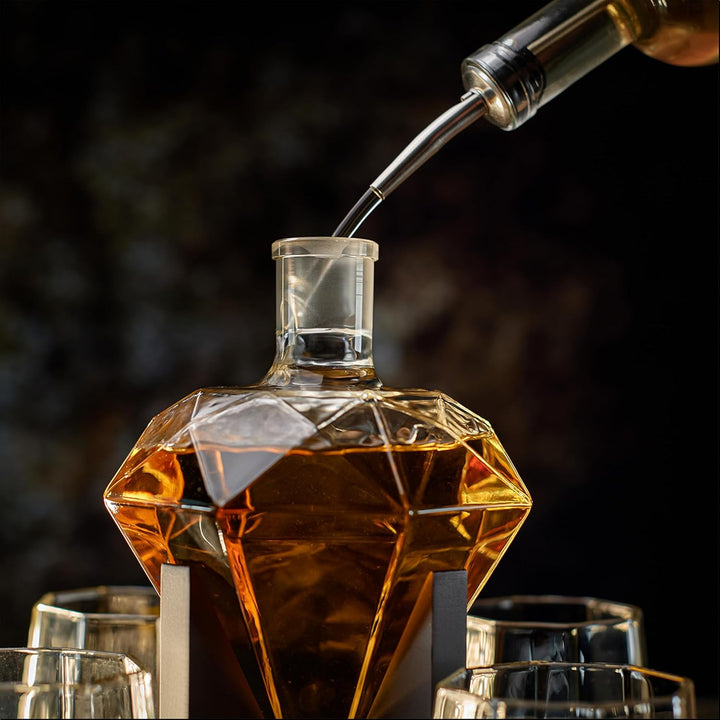 Whisiskey - Whisky Karaffe - Diamant - Dekanter - Whiskey Karaffe Set - 900ML - Geschenke für Männer
