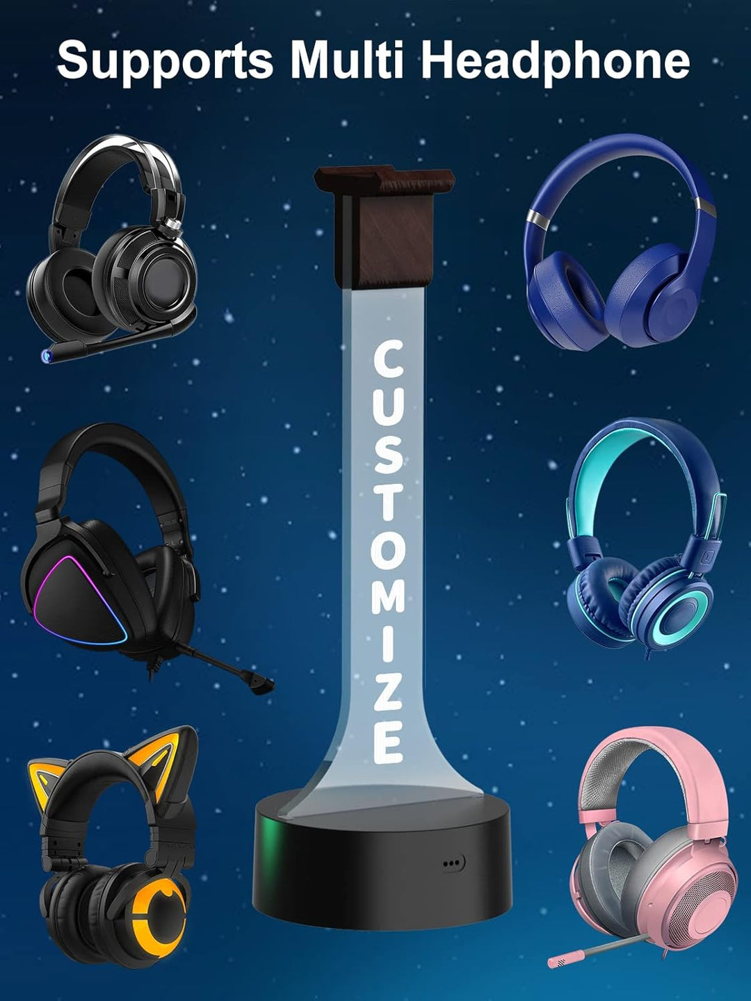 YuanDian personalisierte Licht bis Kopfhörer Stand für Schreibtisch, Gaming-Headset-Halter RGB mit 1